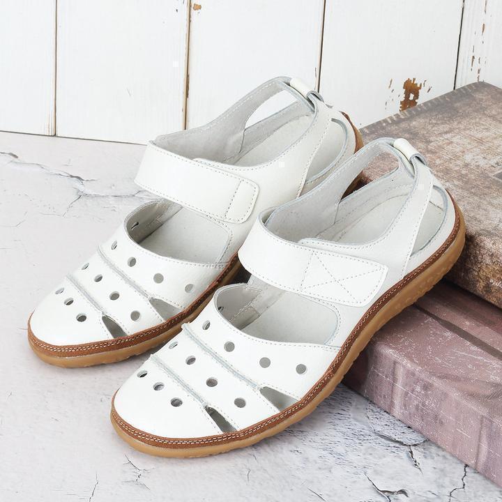 Damen Lässige LederSandalen Hohl Flache Schuhe