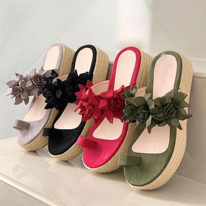 Hot-Sale-Frauen lässig täglicher Blumenblatt auf plattfrom-sandalen